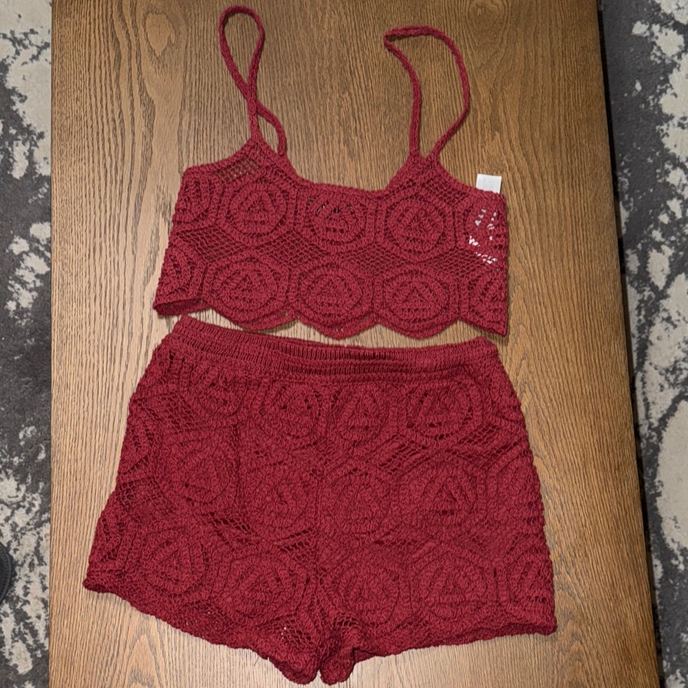 Zara Women's Crochet Bralette and Shorts Set